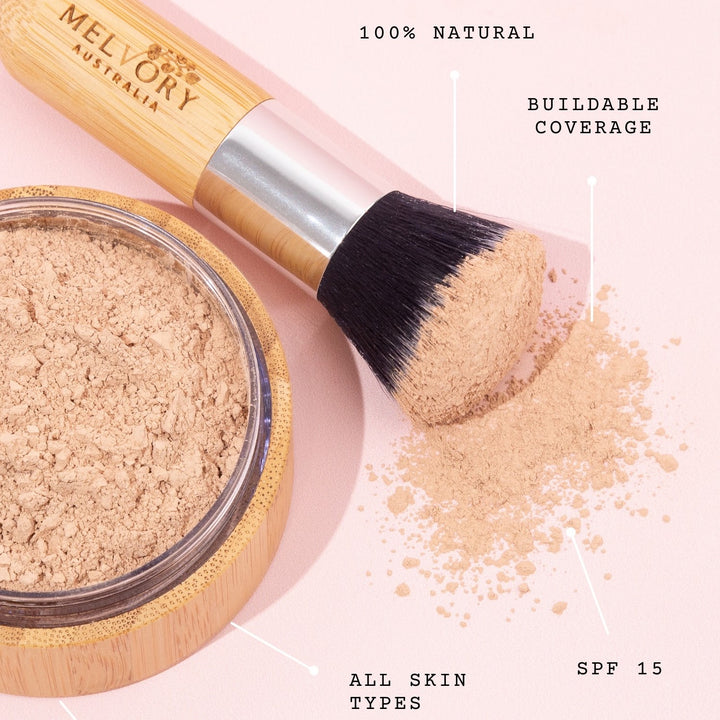 Mineral Powder Foundation &amp; Kabuki Brush Set